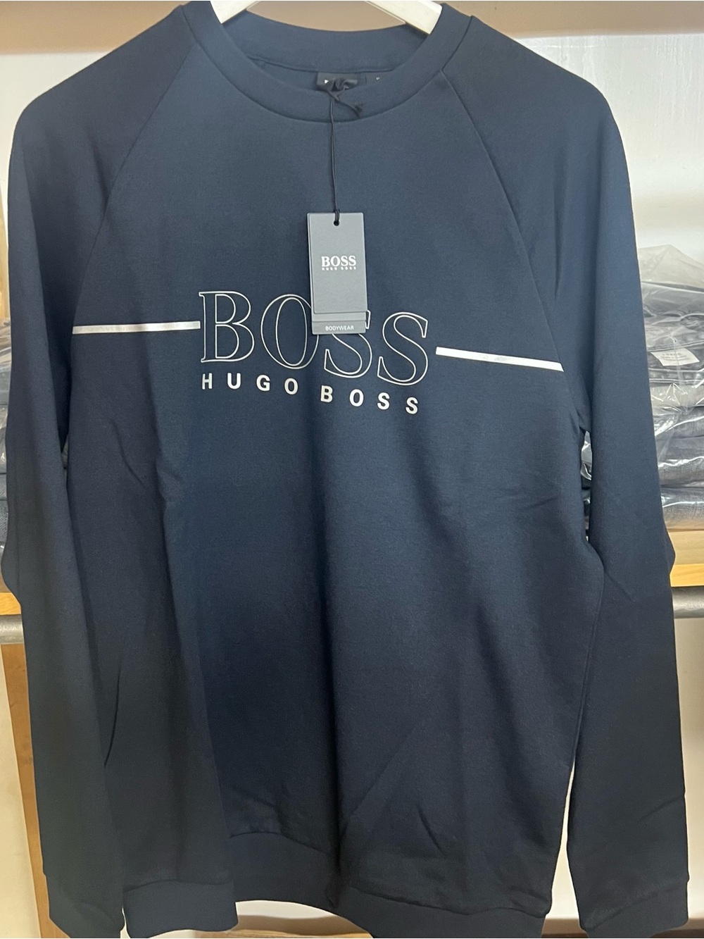 Hugo Boss Navy Logo Crew Sweatshirt